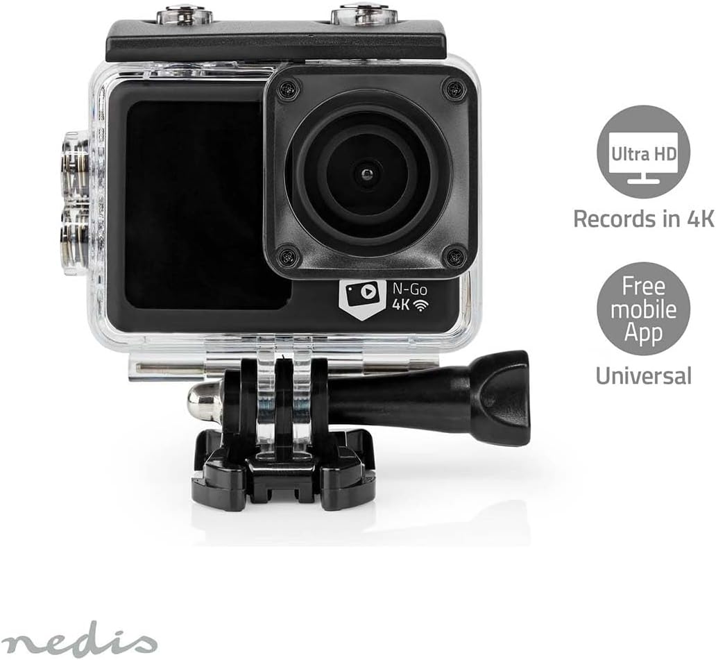 Nedis Action Cam | 4K@30fps | 16 MPixel | Wasserdicht bis: 30.0 m | 90 min | Wi-Fi | App erhältlich