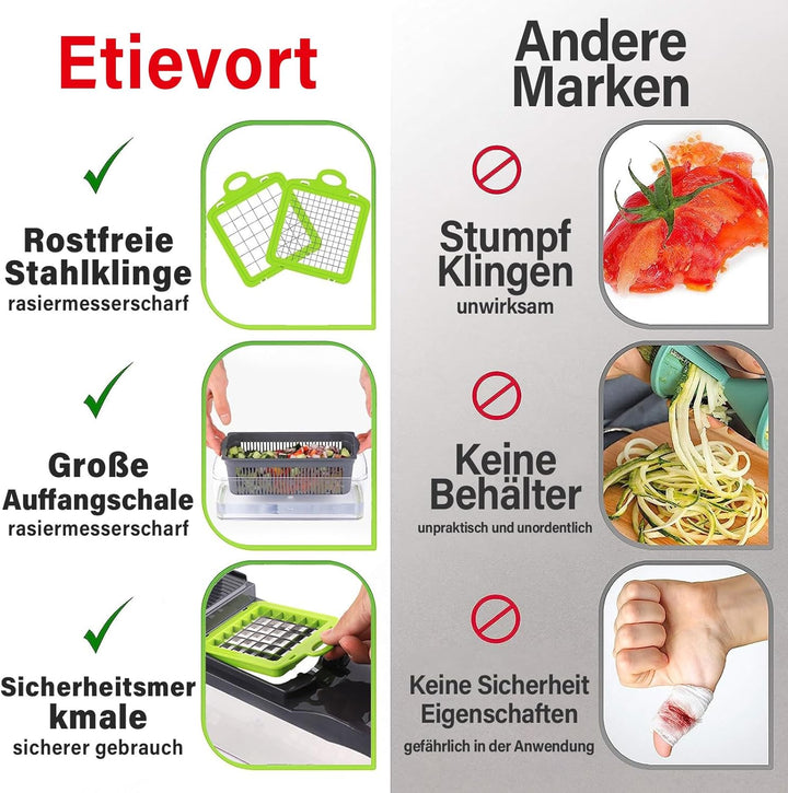 16 In 1 Gemüseschneider, Gemüse Schneider, Mandoline Gemüsehobel, Würfelschneider mit 7 Austauschbar