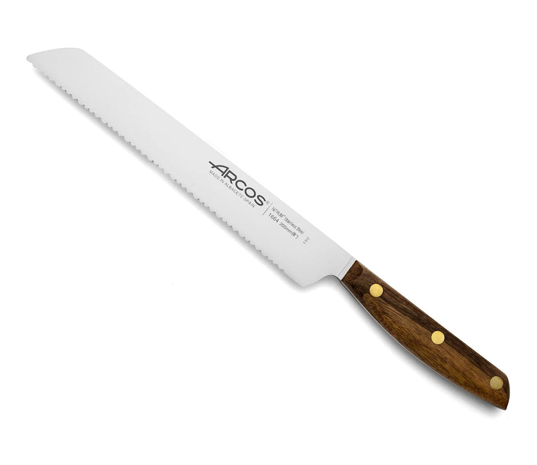 Arcos Serie Nordika - Brotmesser - Edelstahl NITRUM - Klinge 200 mm - Ovengkol Holzgriff 100% natürl