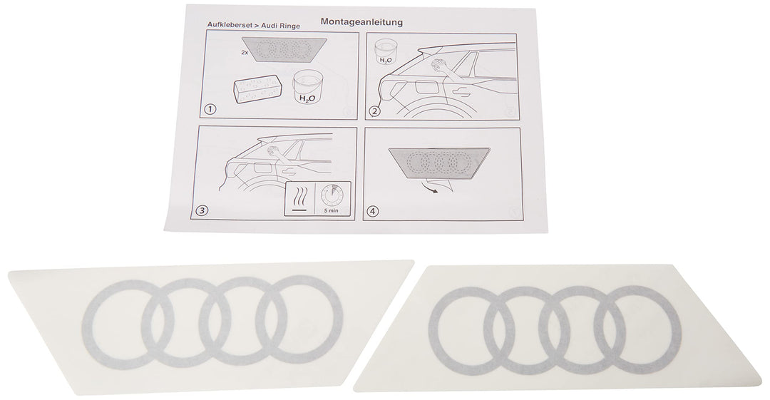 Audi 6623 Original Q2 Emblem Aufkleber - Ringe - Dekorfolie für die C-Säule - C-Blade Farbe: florett