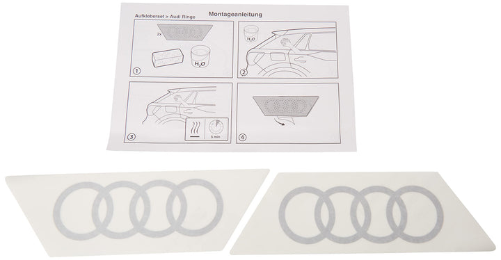 Audi 6623 Original Q2 Emblem Aufkleber - Ringe - Dekorfolie für die C-Säule - C-Blade Farbe: florett