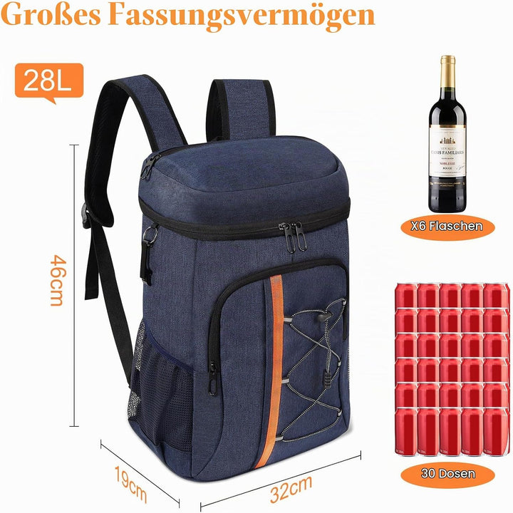 Kühltasche 28 L, Kühlrucksack, Grosser Kühlrucksack Gross, Kühltasche Faltbar Geeignet für Reisen, S
