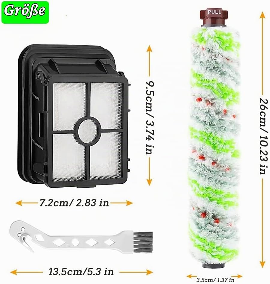 Asdazrxy 3 Stück Ersatzfilter und 3 Stück Multiflächen-Bürstenrolle Haustier, Zubehör für Bissell Cr