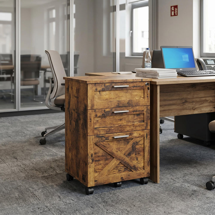 Rollcontainer mit 3 Schubladen, 39 x 50 x 62 cm | 3 Schubladen für Dokumente und Zubehör | Abschlies