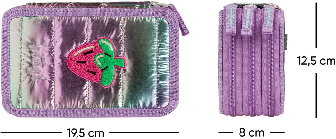 Baagl 3 Fach Federmäppchen Mädchen, Schulmäppchen für Schreibwaren, Schulsachen Federtasche, Federma