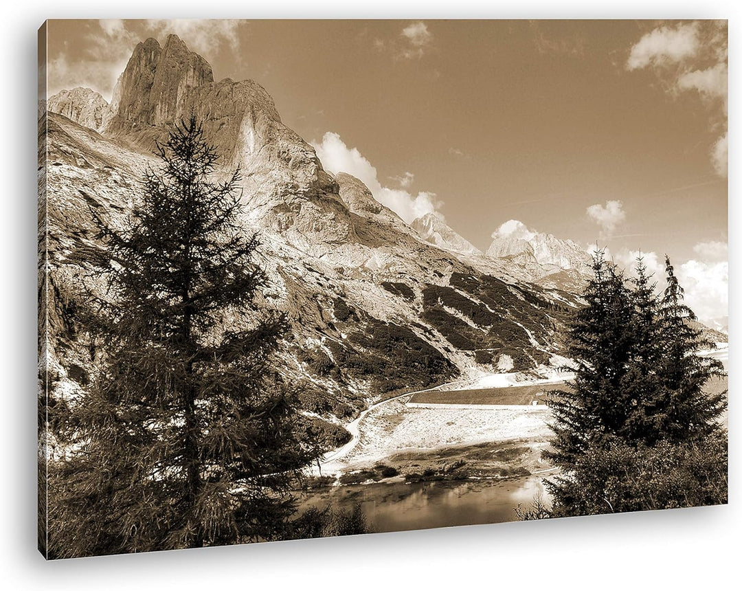 deyoli Berge in Südtirol Format: 60x40 Effekt: Sepia als Leinwandbild, Motiv fertig gerahmt auf Echt