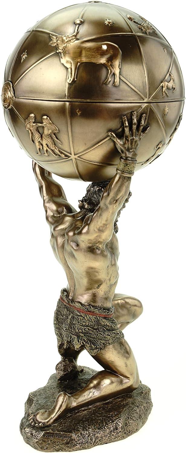 Atlas trägt die Welt auf s.Schultern bronziert Figur Skulptur
