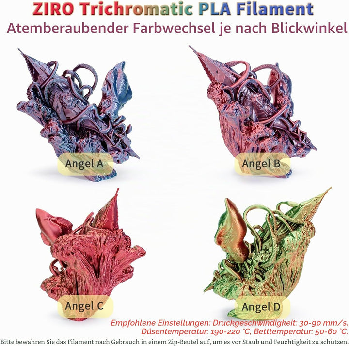 ZIRO PLA Filament Dreifach Farbe Coextrusion Silk 3D Drucker Filament 1.75mm für 3D-Drucker & 3D-Sti