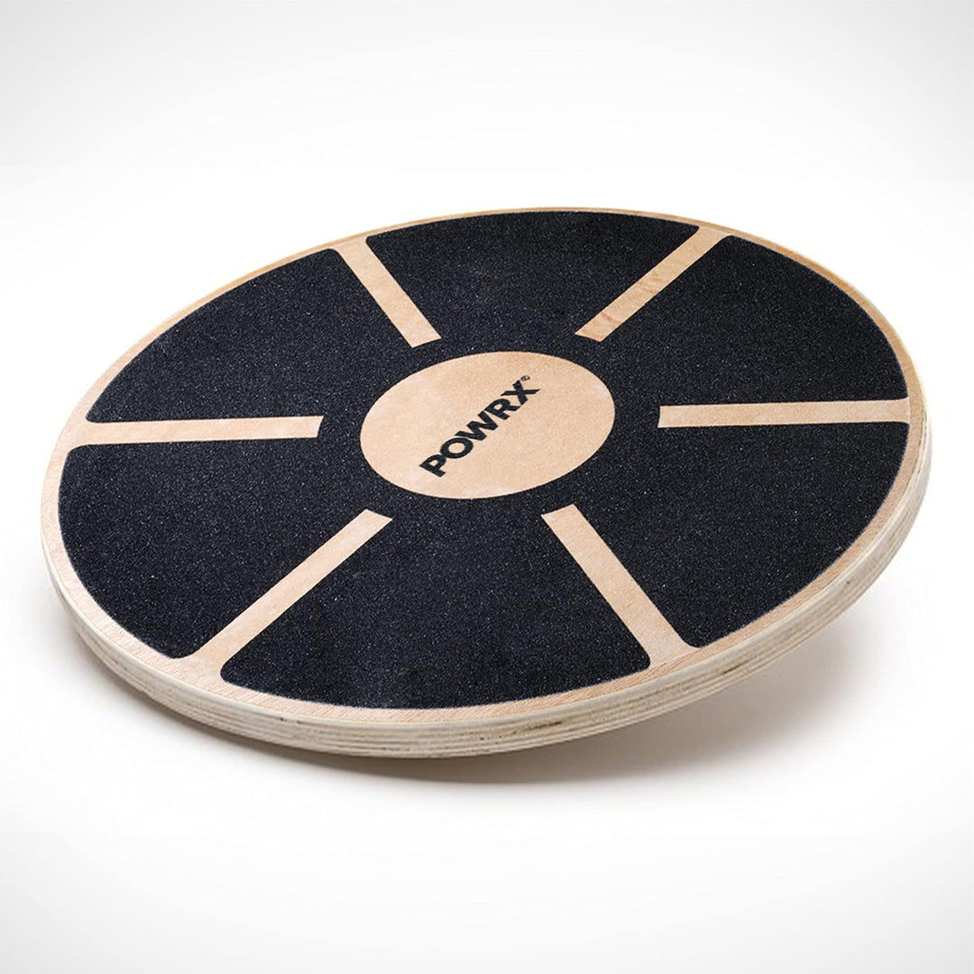 POWRX Balance Board aus Holz - Gleichgewichtstrainer | Bewegungskreisel für Physiotherapie inkl. Wor