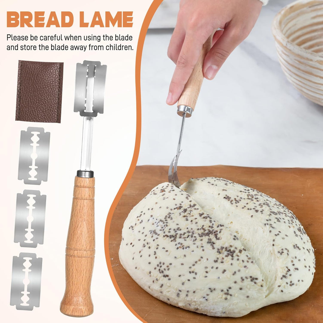 Sauerteig Starter Set zum Brot Backen, Gärkorb Set aus 2er Faltbar Gärkörbchen Silikon, 2er Teigscha