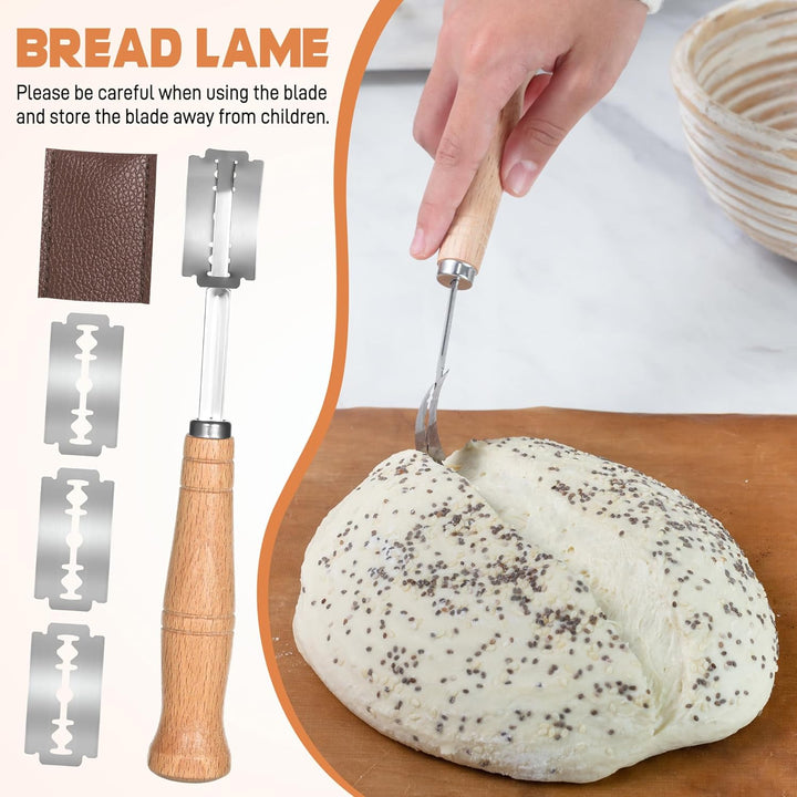 Sauerteig Starter Set zum Brot Backen, Gärkorb Set aus 2er Faltbar Gärkörbchen Silikon, 2er Teigscha