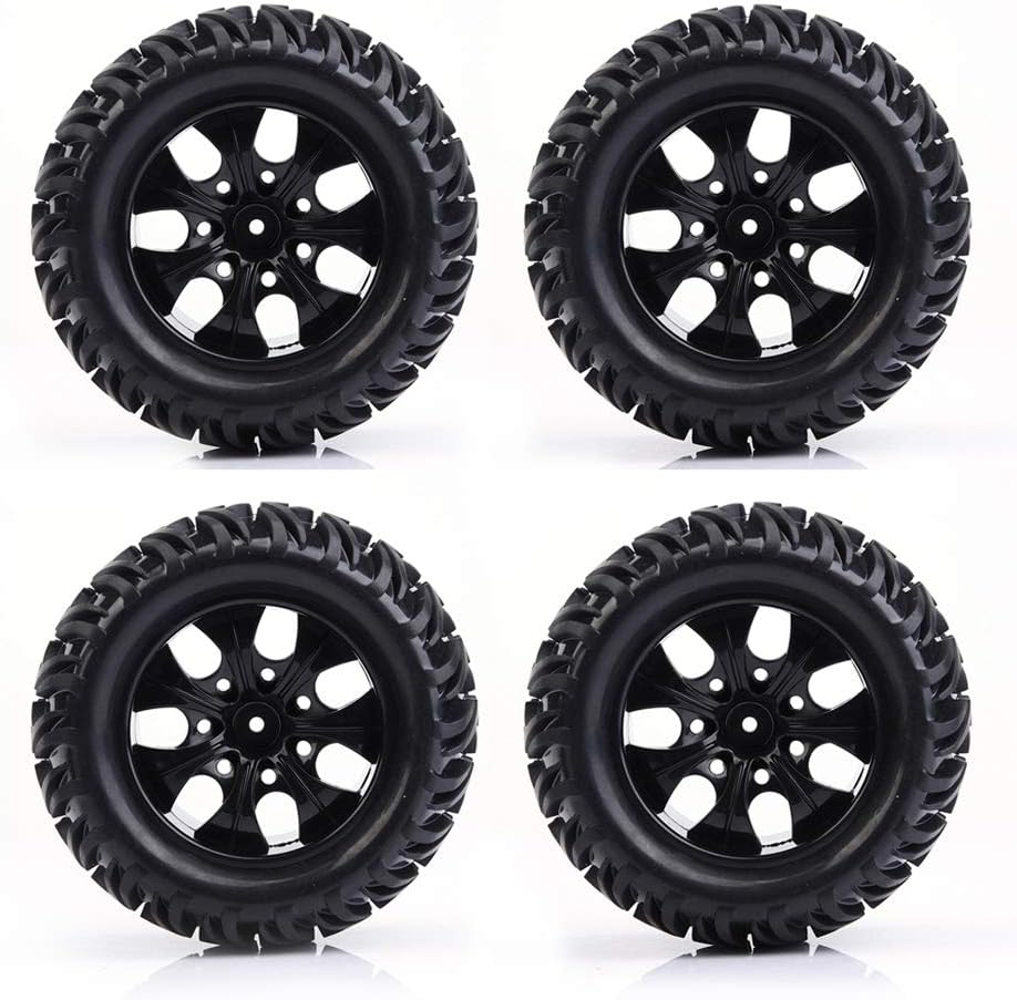 Dilwe RC Auto Reifen, 4 Stück Y-förmigen Muster Reifen Gummireifen mit Naben für 1/10 Skala RC LKW A