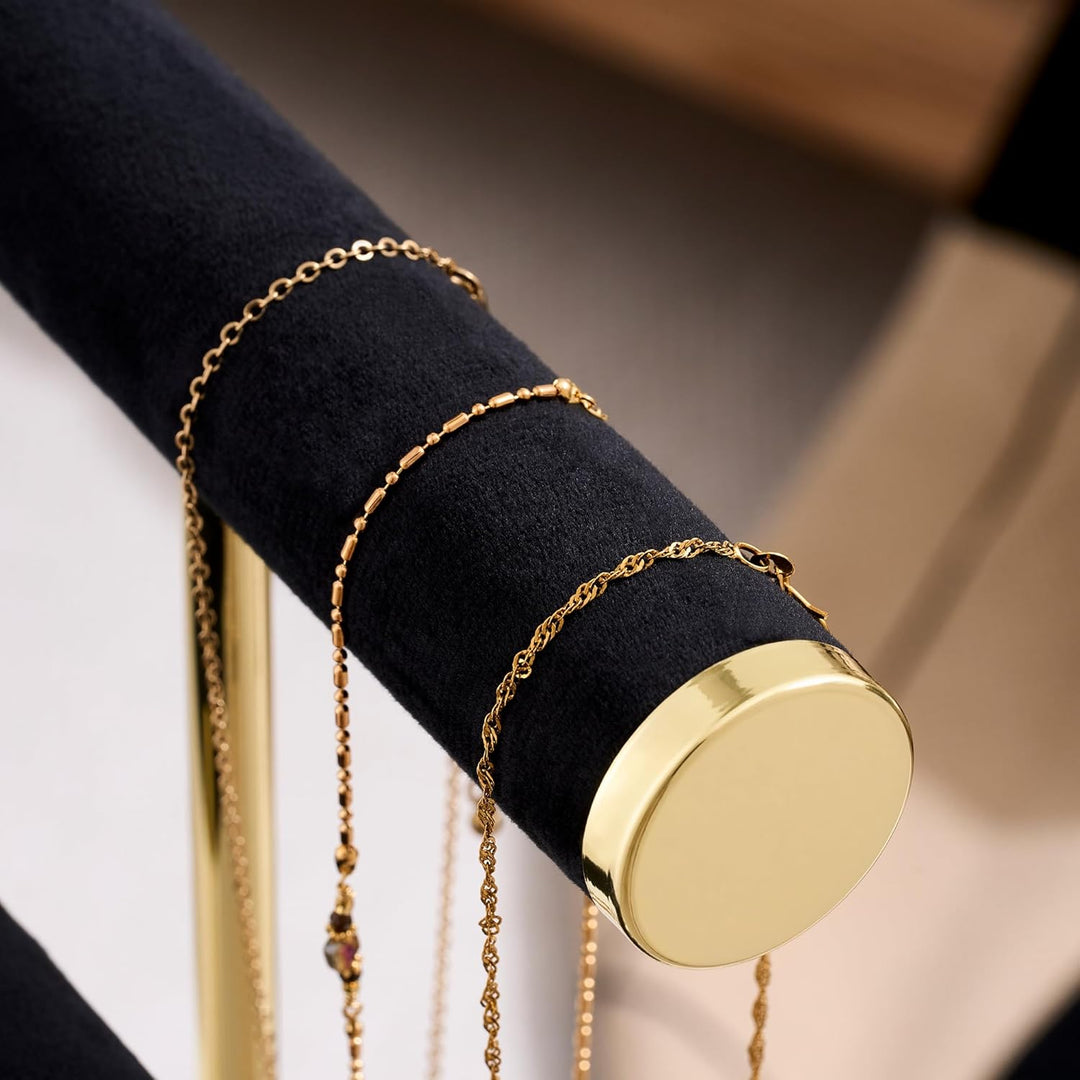 Schmuck Organizer mit 3 Ebenen - Schwarz Schmuckständer Armbänder, Abnehmbarer T-Steg Schmuck Stände