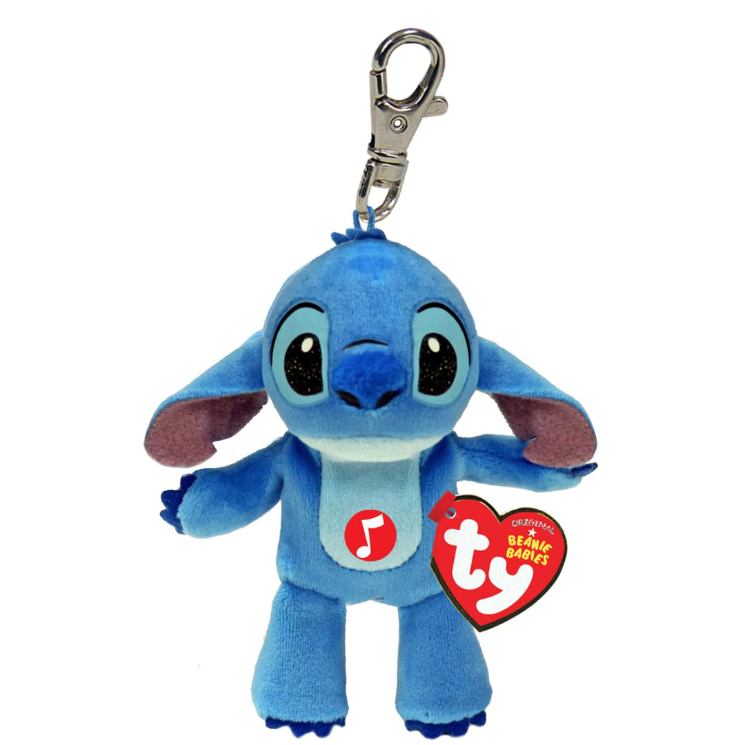 TY Stitch Disney Beanie Clip mit Sound - Weiches Plüschtier für Kinder - Teddy, Babyspielzeug, Samml
