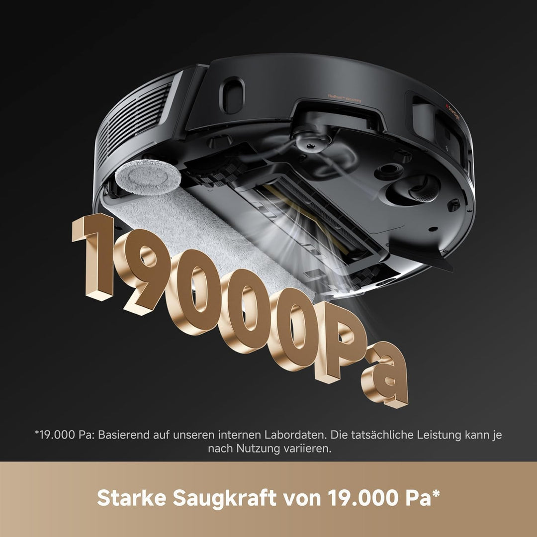 Mova Z50 Ultra saugroboter mit wischfunktion mit 19,000 Pa, 18N Abwärtsdruck, Lift-Mopp & Bürste, Tr
