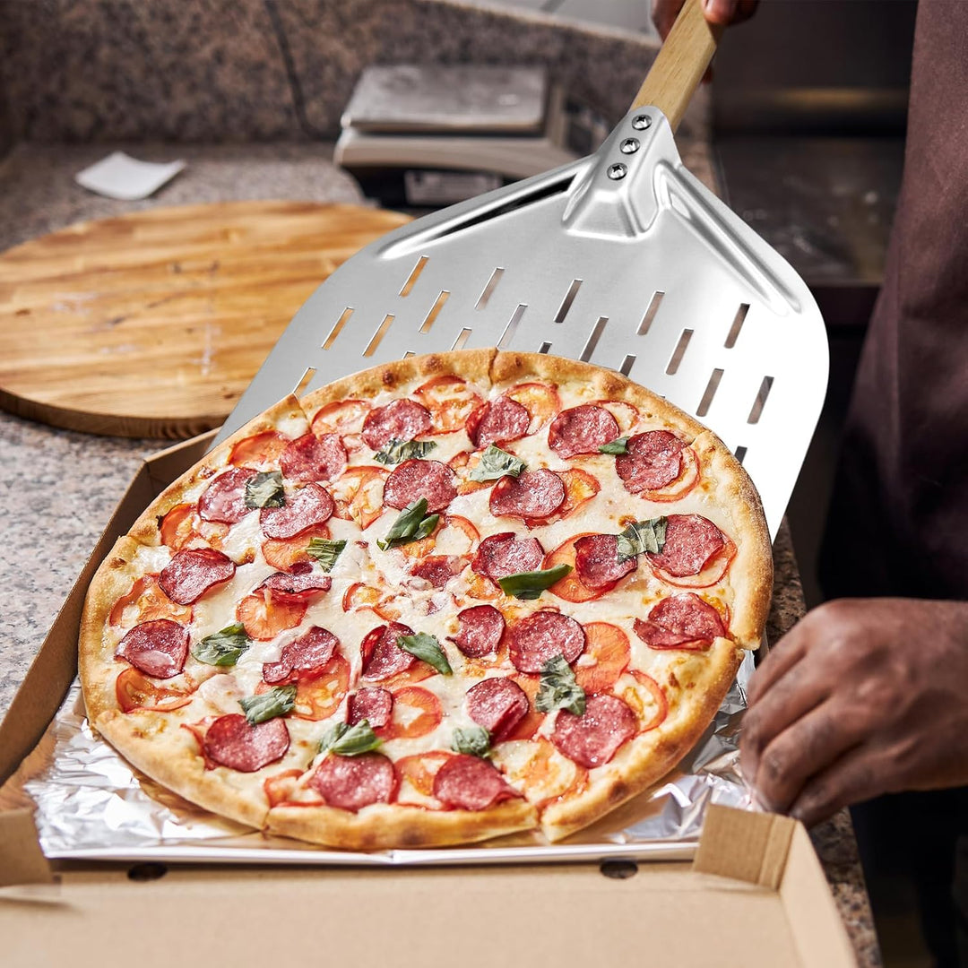 Pizzaschieber Perforiert Pizza Schieber Gross 40 × 30cm Pizzaschaufel 12 Zoll mit 38cm Abnehmbaren H