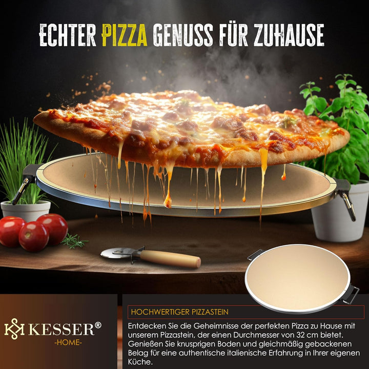 KESSER® Pizza-Ofen elektrisch bis 400 Grad | Elektrischer Pizzabäcker 1200W mit feuerfester Steinpla
