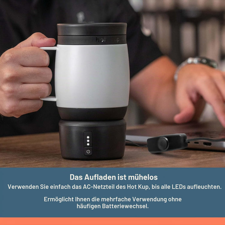 HOT KUP Batterie - Akku für selbstheizende Thermo- und Reisetasse - Mobiler Sockel mit Drehverriegel