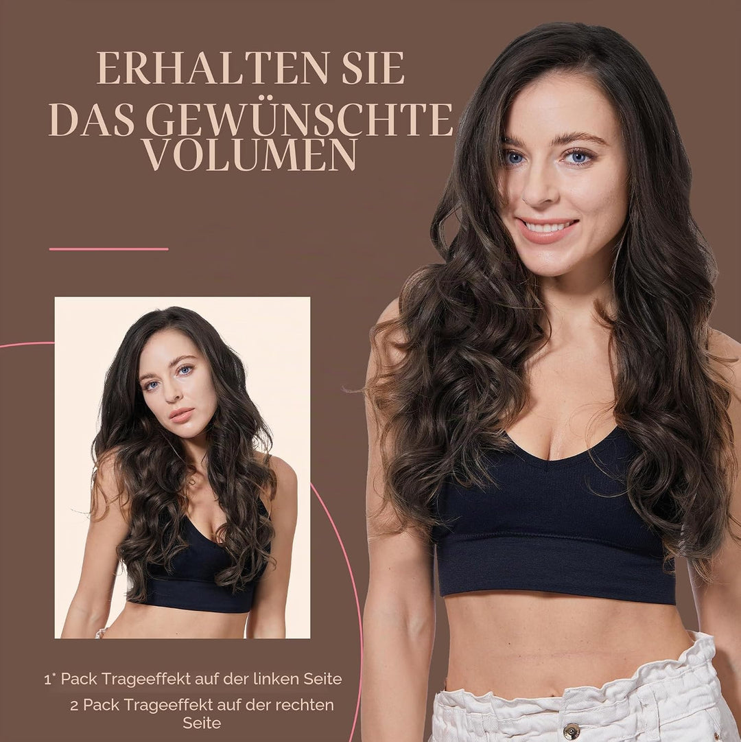 GOO GOO Clip in Echthaarverlängerungen 7 Stücke 120g 45cm 18 Zoll Dunkel Braun natürliche Remy Echth