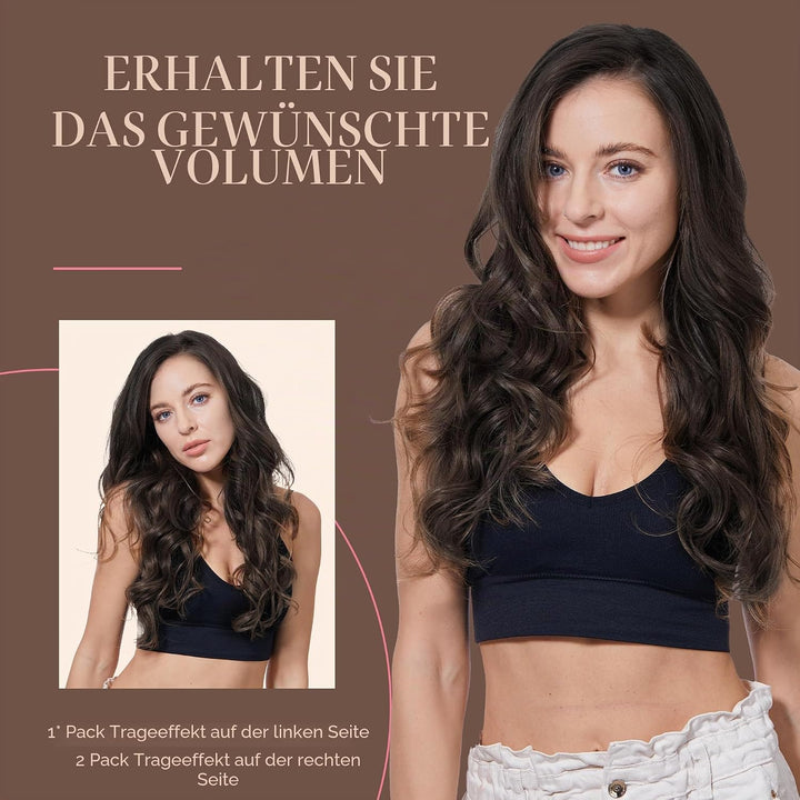 GOO GOO Clip in Echthaarverlängerungen 7 Stücke 120g 45cm 18 Zoll Dunkel Braun natürliche Remy Echth