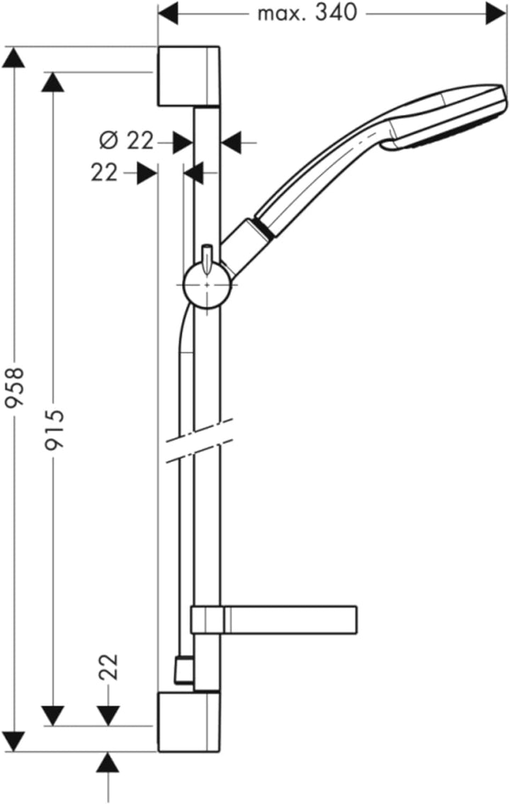 hansgrohe Croma 100 Duschset 0,90m, 4 Strahlarten, Chrom Chrom 0,90m Set 4 Strahlarten, Chrom 0,90m