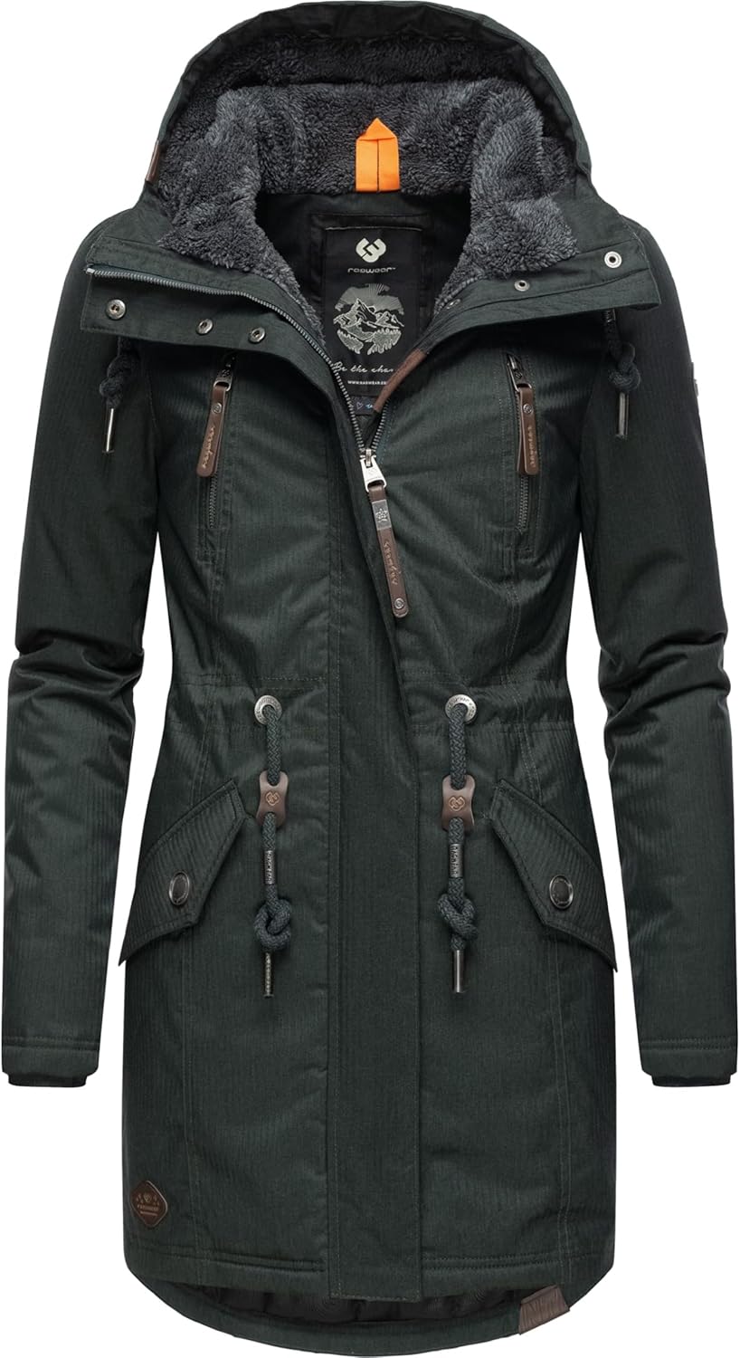 Ragwear Damen Wintermantel warm gefütterter Parka lang wasserdicht mit Kapuze Elsie Melange XS-6XL 3