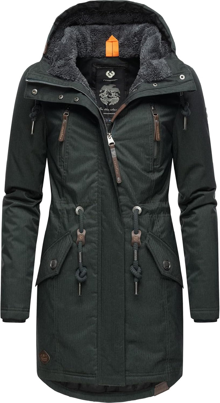 Ragwear Damen Wintermantel warm gefütterter Parka lang wasserdicht mit Kapuze Elsie Melange XS-6XL X