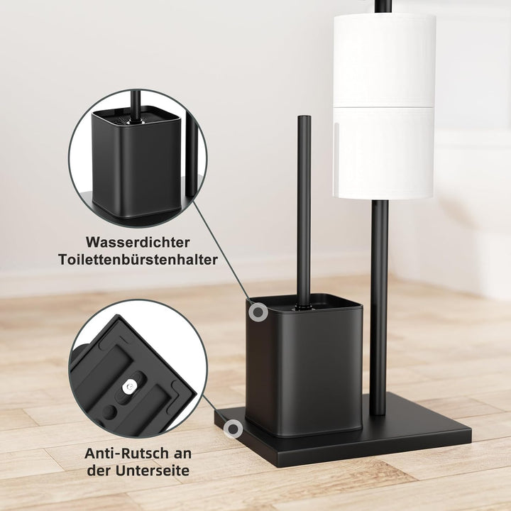 Edelstahl Klopapierhalter mit Klobürste - mit WC Bürste, Garnitur mit Toilettenpapierhalter und Toil