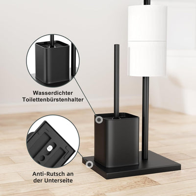 Edelstahl Klopapierhalter mit Klobürste - mit WC Bürste, Garnitur mit Toilettenpapierhalter und Toil