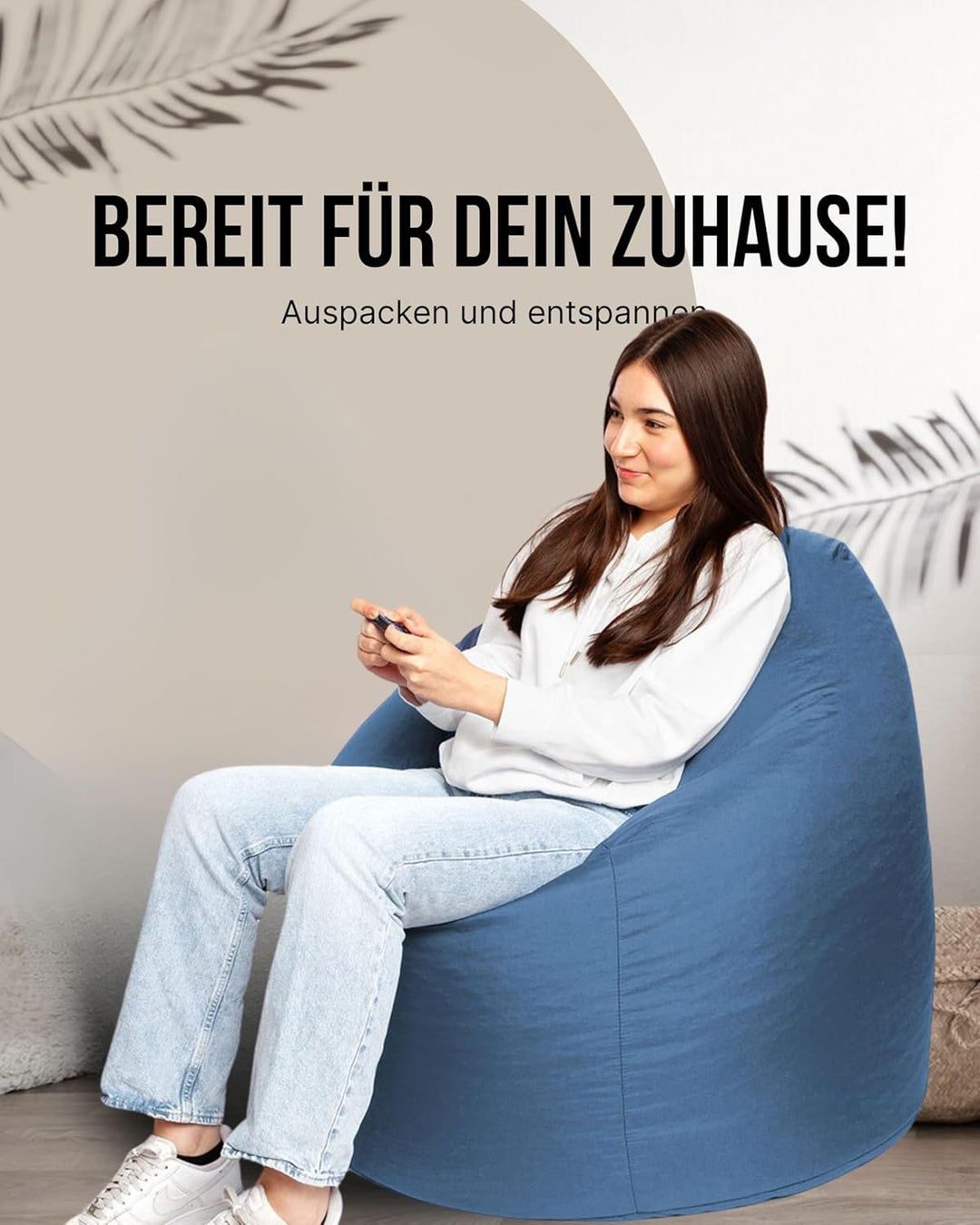PATCH HOME Patchhome Sitzsack Tropfenform mit Reissverschluss Nachfüllbar - für In &amp; Outdoor - mit S