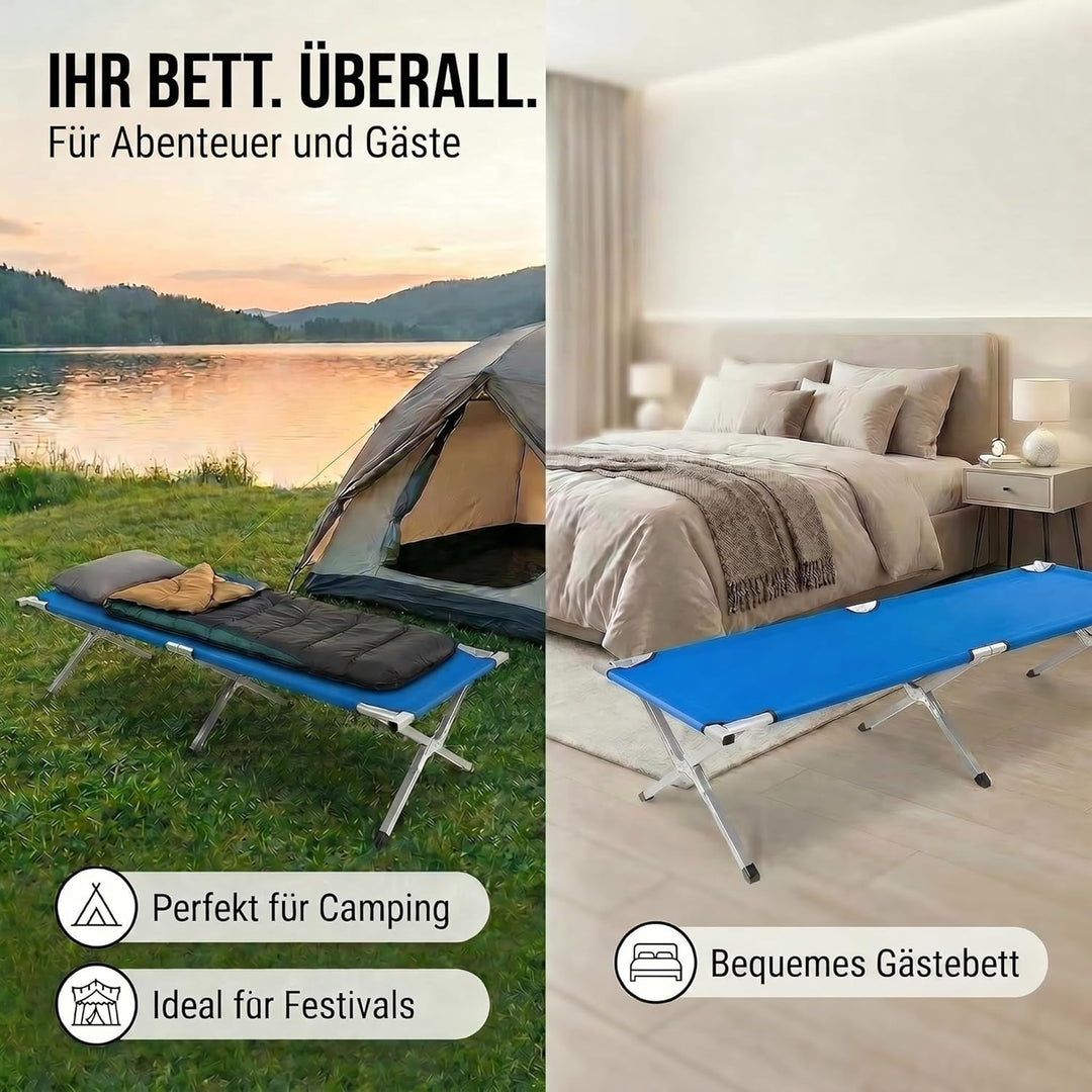 GOODS+GADGETS Faltbares Army Feldbett aus Aluminium - klappbares Campingbett & Gästebett