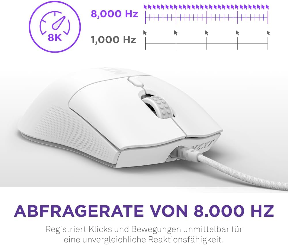 NZXT Lift 2 Symm | Leichte symmetrische kabelgebundene Gaming-Maus | Leichte 58-g-Konstruktion | 8K-