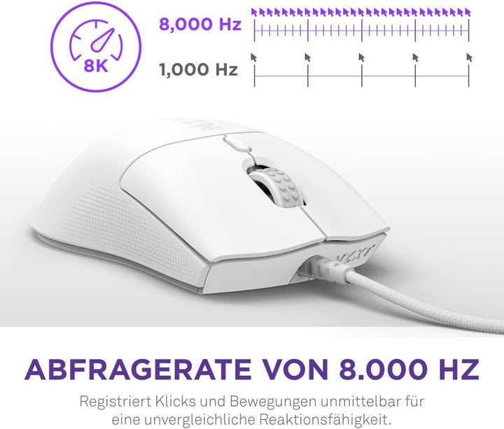 NZXT Lift 2 Symm | Leichte symmetrische kabelgebundene Gaming-Maus | Leichte 58-g-Konstruktion | 8K-