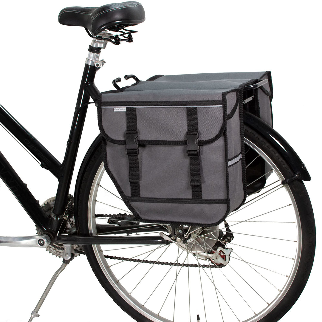 BikyBag Model M – Doppelte Fahrradtaschen für Gepäckträger (Grau), Grau