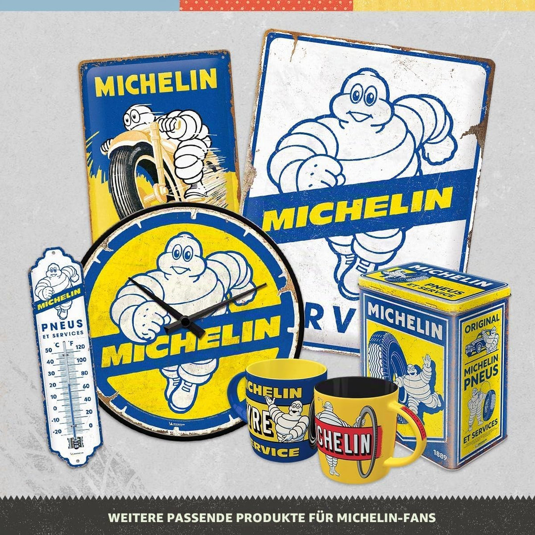 Nostalgic-Art Retro Wanduhr, Ø 31 cm, Michelin – Bibendum 80s – Geschenk-Idee für Motor-Fans, Origin