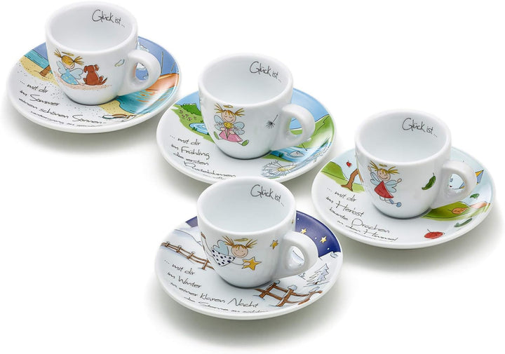 Heaven and Angels Espressotassen Set dickwandig; 4er–Set; Art Collection Design Vier Jahreszeiten; G