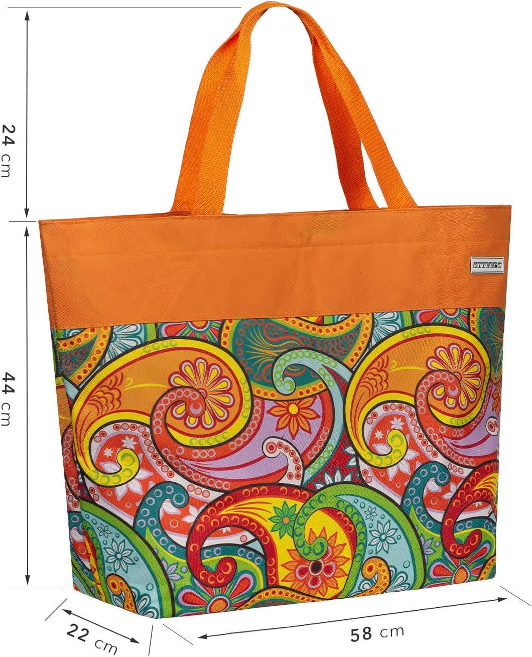 anndora XXL Shopper paisley - Strandtasche 40 Liter Schultertasche Einkaufstasche Paisley Orange, Pa