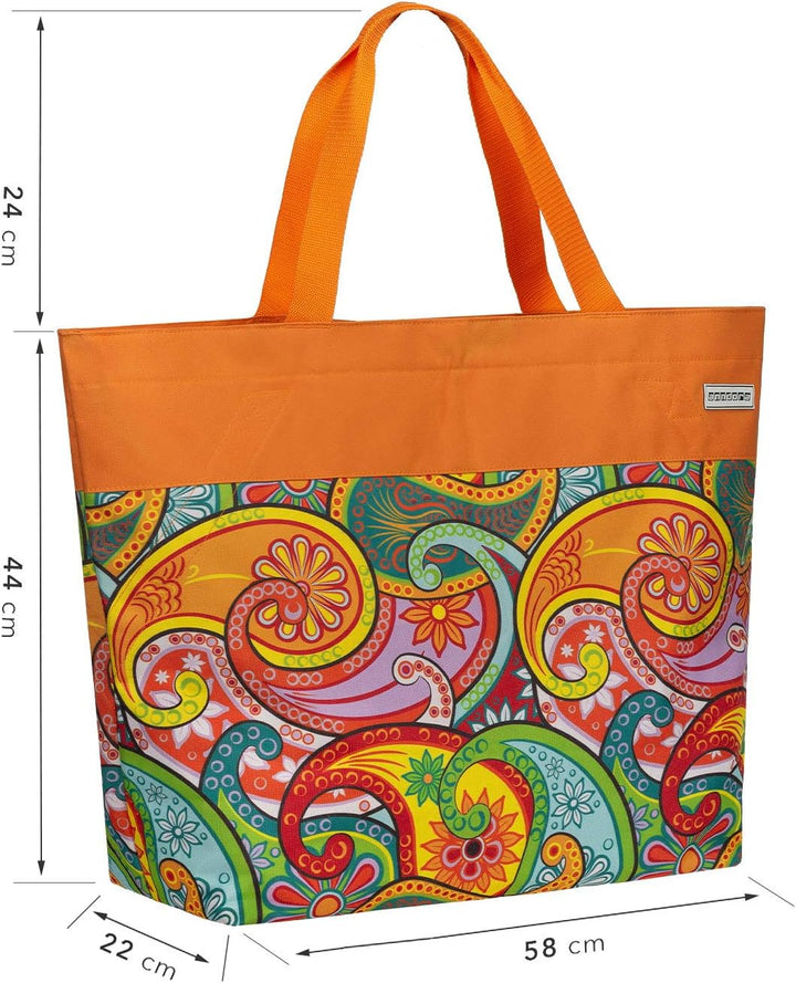 anndora XXL Shopper paisley - Strandtasche 40 Liter Schultertasche Einkaufstasche Paisley Orange, Pa