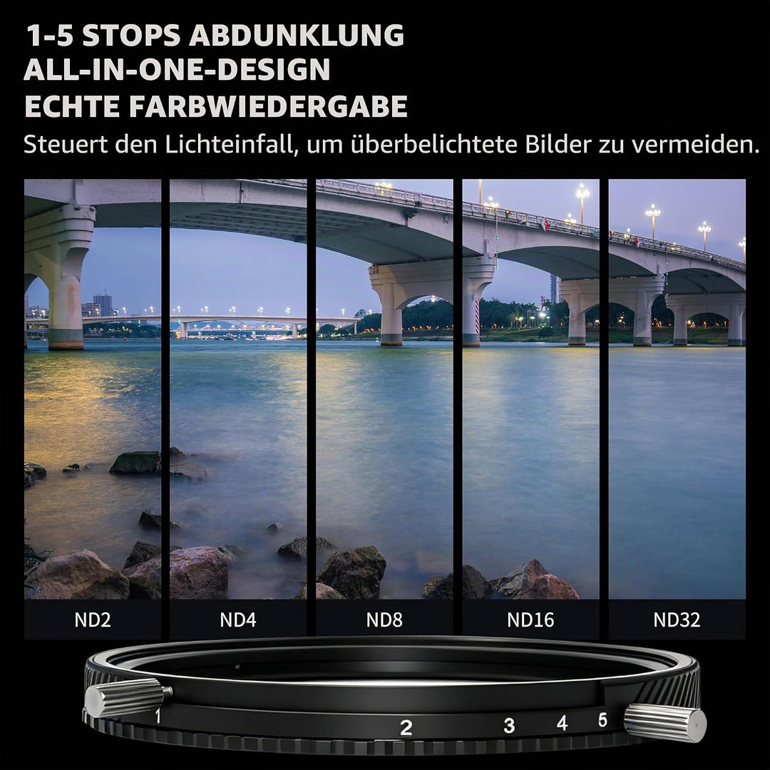 PLUOS&PRS 2-in-1 67mm ND2-ND32 Variables ND- & CPL-Filter – Echte Farben, kein X-Cross, mehrfach bes