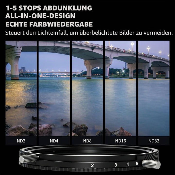 PLUOS&PRS 2-in-1 67mm ND2-ND32 Variables ND- & CPL-Filter – Echte Farben, kein X-Cross, mehrfach bes