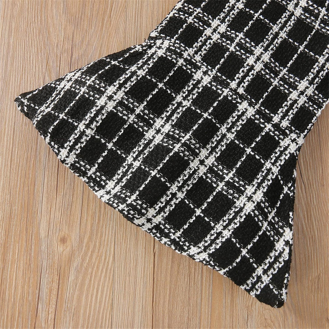 Generisch Kleinkind Kinder Baby Mädchen Ärmellos Patchwork Kariert Prinzessin Kleid Fleece Langarm M