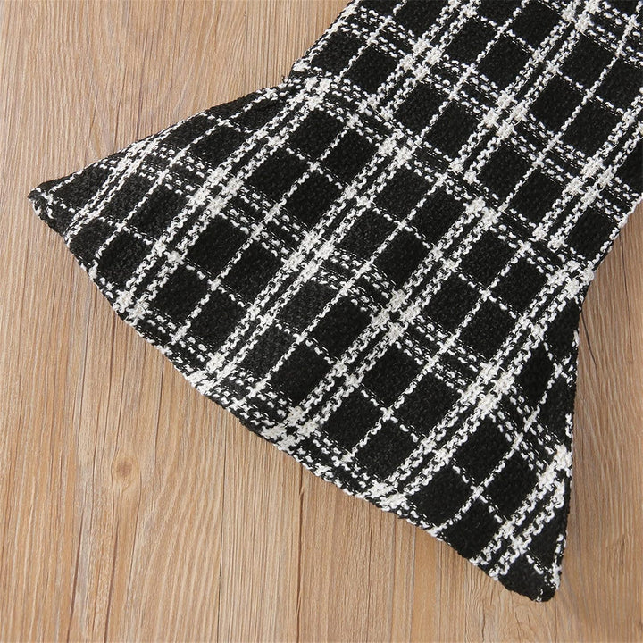 Generisch Kleinkind Kinder Baby Mädchen Ärmellos Patchwork Kariert Prinzessin Kleid Fleece Langarm M