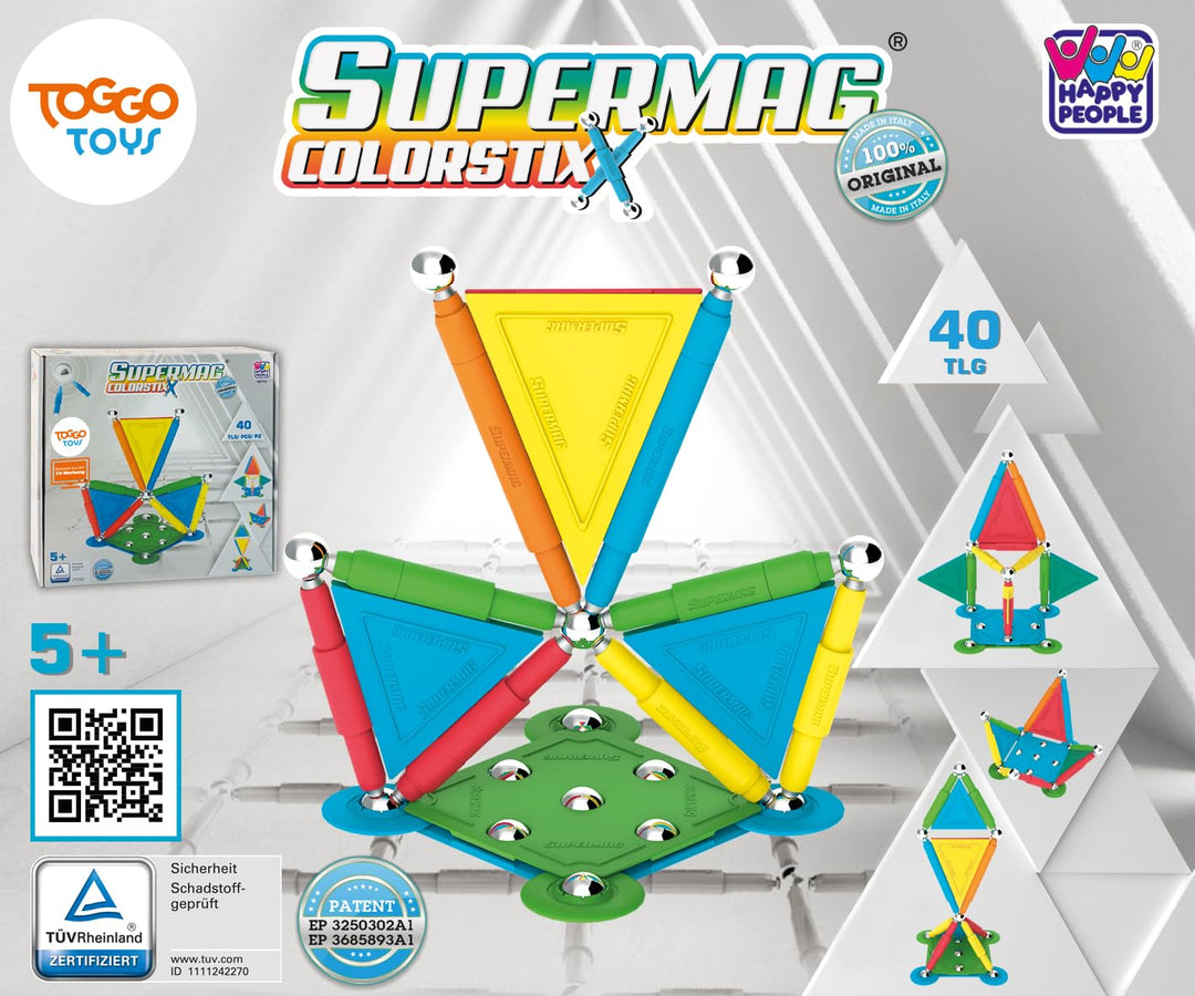Happy People Supermag Colorstix Magnetisches Konstruktionsspielzeug Magnetische Bausteine Magnetspie