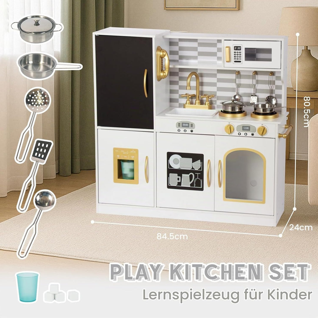 Kinderküche Holz Spielküche für Kinder mit Blackboard, Telefon, Topf, Topfschaufel, Geschenk küche K