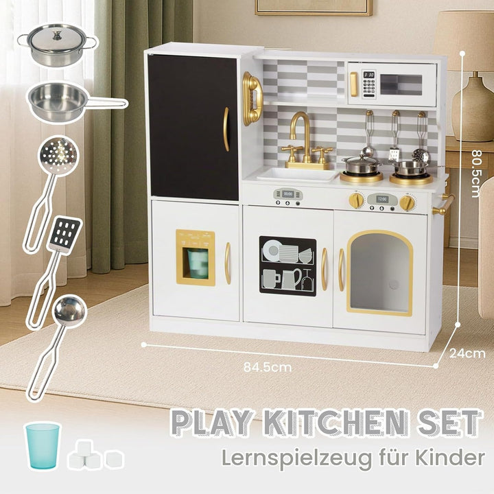 Kinderküche Holz Spielküche für Kinder mit Blackboard, Telefon, Topf, Topfschaufel, Geschenk küche K