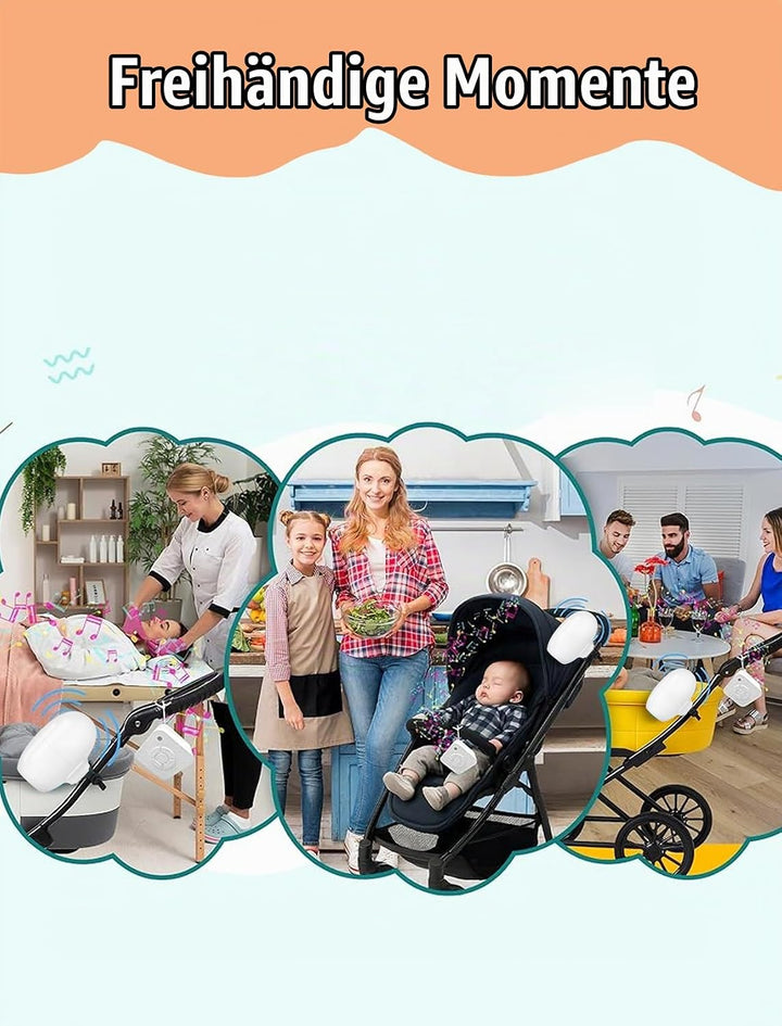Kinderwagenschaukler, Einschlafhilfe Baby Wiederaufladbar (USB-C), 5 Einstellbare Schaukelintensität