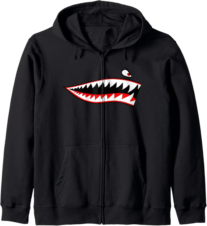 SHARK TEETH NOSE ART WARHAWK P-40 A-10 WARTHOG WAR PLANE Kapuzenjacke