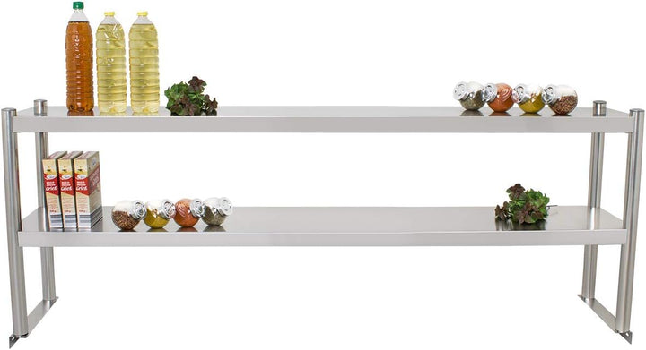 Beeketal 'BTA-180' Küchen Arbeitstisch Aufsatzboard 180 cm aus Edelstahl mit 2 Ablageflächern (Tragk