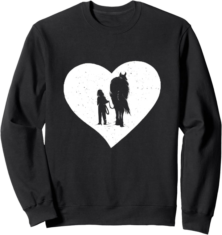 Pferd Geschenk Herz niedliches Mädchen mit Pferd Frauen Kinder Jugend Sweatshirt