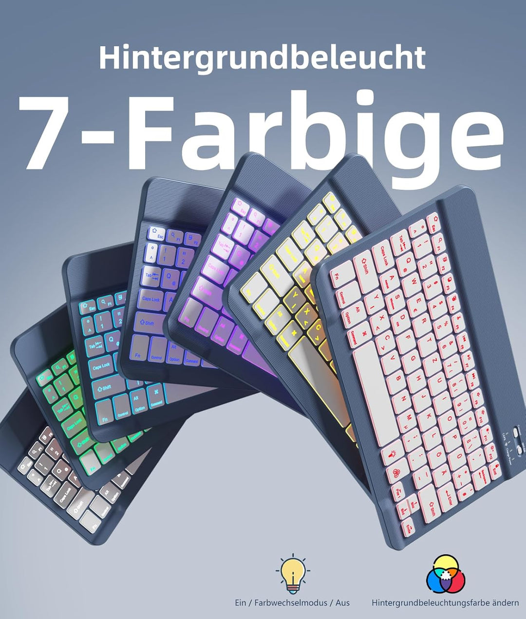 Vobafe Hülle mit Tastatur für Samsung Galaxy Tab A11+ Plus 11 Zoll 2025 / Tab A9+ Plus 2023, 7 Farbe